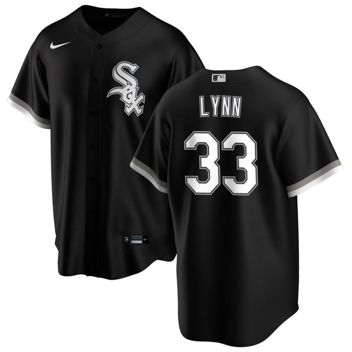 Men's Chicago White Sox #33 Lance Lynn Black Cool Base Stitched Jersey